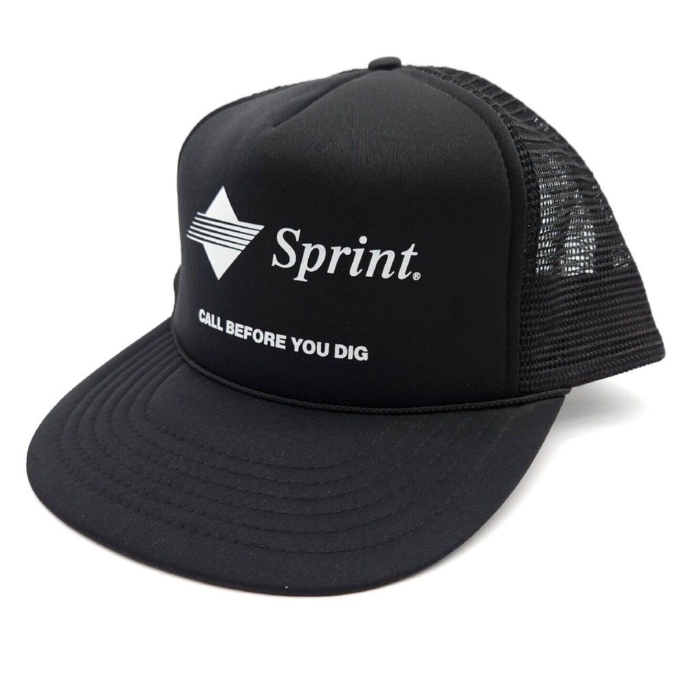 Vintage Sprint Wireless Mesh Snapback Trucker Rope Hat‎ Cap Call Before You Dig